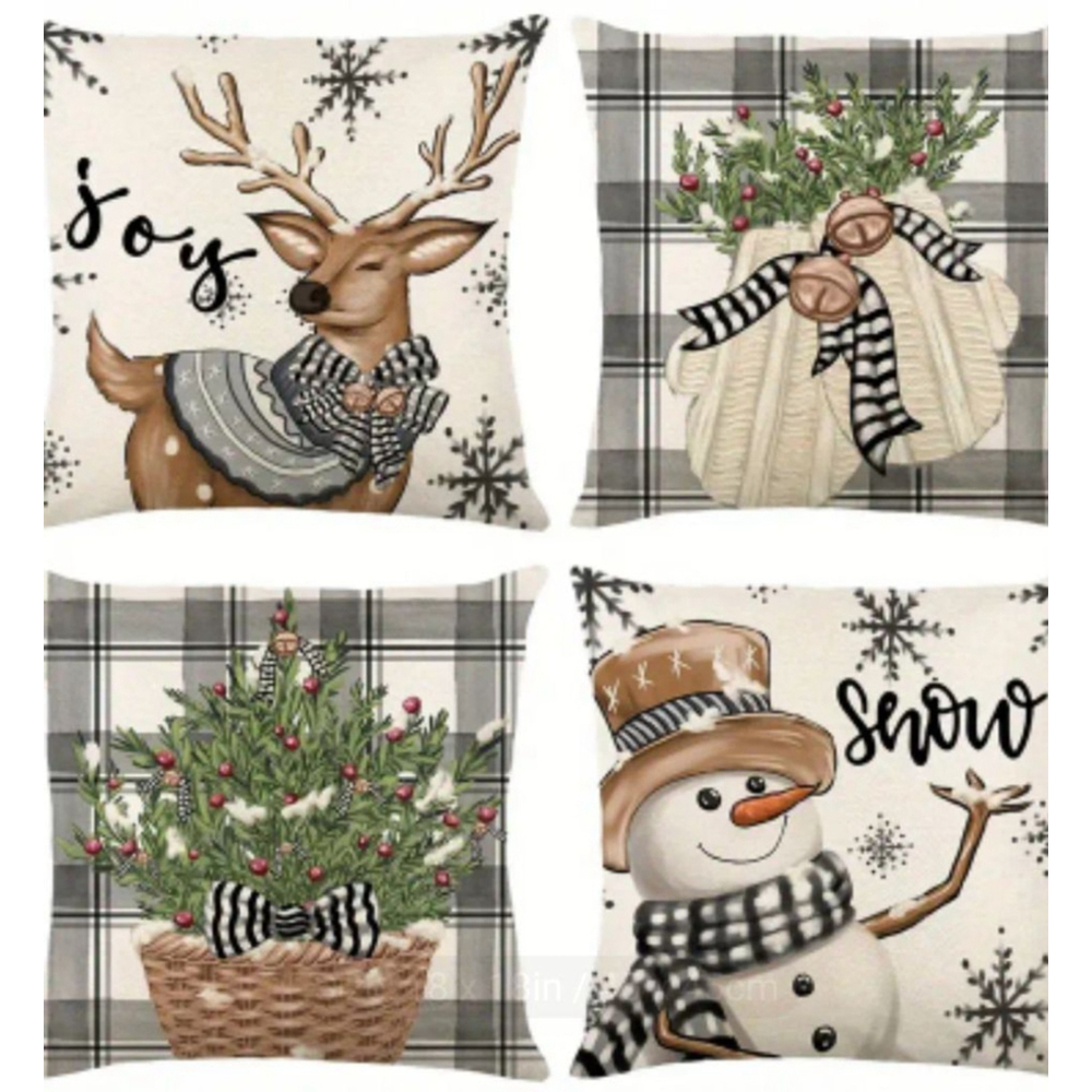 Christmas Pillow Covers 18x18 Beige Black